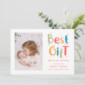 Retro Baby's First Christmas Birth Announcement Feestdagenkaart (Staand voorkant)