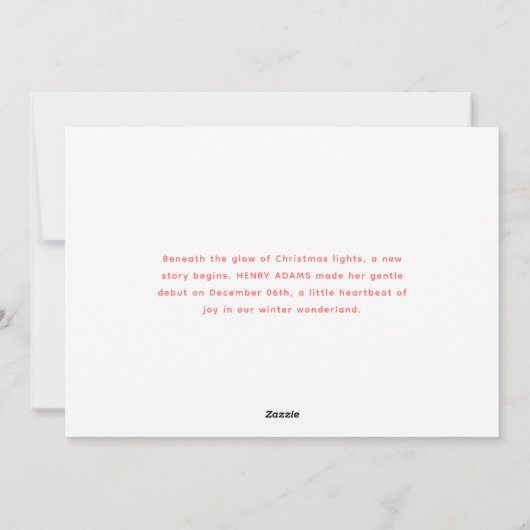 Retro Baby's First Christmas Birth Announcement Feestdagenkaart (Achterkant)