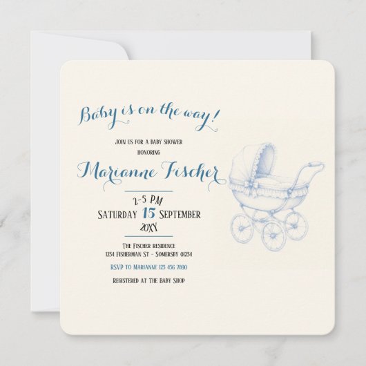 Retro babyshower uitnodiging (Voorkant)