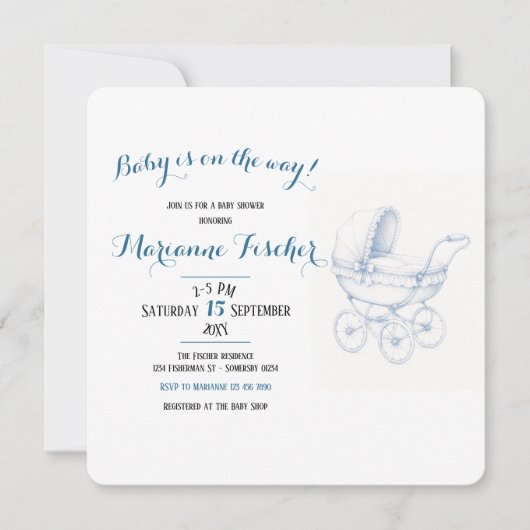 Retro babyshower uitnodiging (Voorkant)