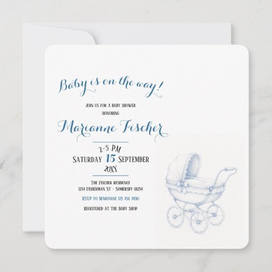 Retro babyshower uitnodiging (Voorkant)