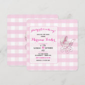 Retro babyshower uitnodiging voor meisje (Voorkant / Achterkant)