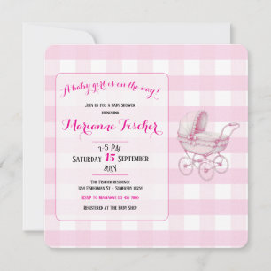 Retro babyshower uitnodiging voor meisje