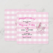 Retro babyshower uitnodiging voor meisje (Voorkant / Achterkant)