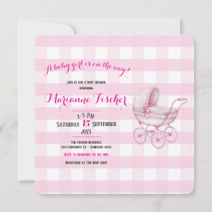 Retro babyshower uitnodiging voor meisje