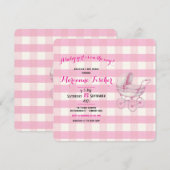 Retro babyshower uitnodiging voor meisje (Voorkant / Achterkant)