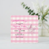 Retro babyshower uitnodiging voor meisje (Staand voorkant)