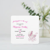 Retro babyshower uitnodiging voor meisje (Staand voorkant)