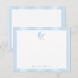 Retro Babytransport Strepen Babyjongen Briefpapier Kaart