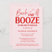 Retro Bach And Booze Bachelorette Red Pink Kaart (Voorkant / Achterkant)