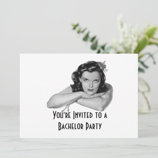 Retro Bachelor Party Invitation Kaart (Staand voorkant)