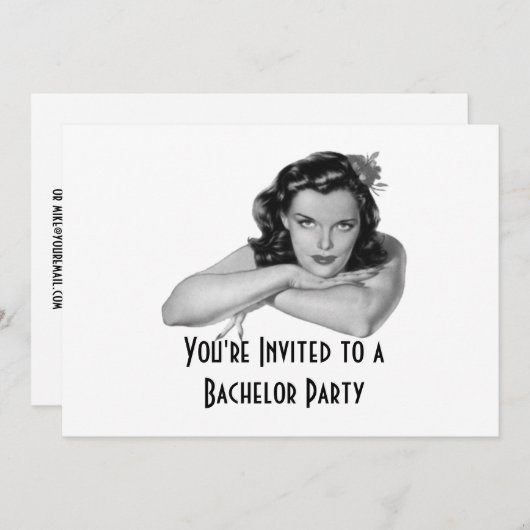 Retro Bachelor Party Invitation Kaart (Voorkant / Achterkant)