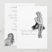 Retro Bachelor Party Invitation Sjabloon Kaart (Voorkant / Achterkant)