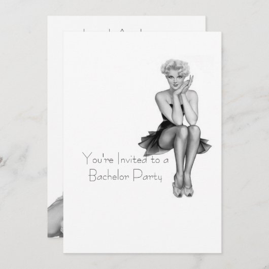 Retro Bachelor Party Invitation Sjabloon Kaart (Voorkant / Achterkant)