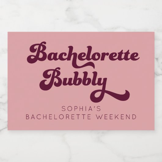 Retro Bachelorette Bubbly Bachelorette Sparkling Wijnetiket (Enkel label)