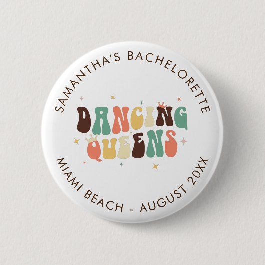 Retro Bachelorette Disco Bride Dancing Queens Ronde Button 5,7 Cm (Voorkant)