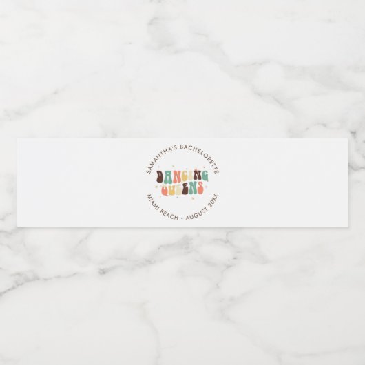 Retro Bachelorette Disco Bride Dancing Queens Waterfles Etiket (Enkel label)