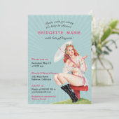  Retro Bachelorette Lingerie Party Kaart (Staand voorkant)