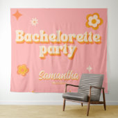 Retro Bachelorette Party Achtergrond Groovy 70s Pl Wandkleed (In Situ (horizontaal))