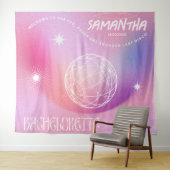 Retro Bachelorette Party Achtergrond Groovy 70s Ro Wandkleed (In Situ (horizontaal))