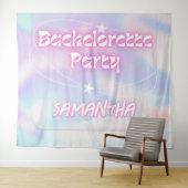 Retro Bachelorette Party Achtergrond Groovy Roze Wandkleed (In Situ (horizontaal))