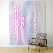 Retro Bachelorette Party Achtergrond Groovy Roze Wandkleed (In situ)