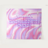 Retro Bachelorette Party Achtergrond Groovy Roze Wandkleed (Voorkant (horizontaal))