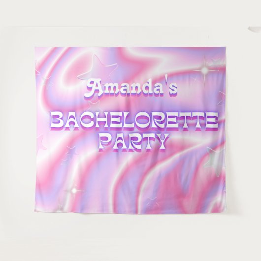 Retro Bachelorette Party Achtergrond Groovy Roze Wandkleed (Voorkant (horizontaal))