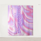 Retro Bachelorette Party Achtergrond Groovy Roze Wandkleed (Voorkant)