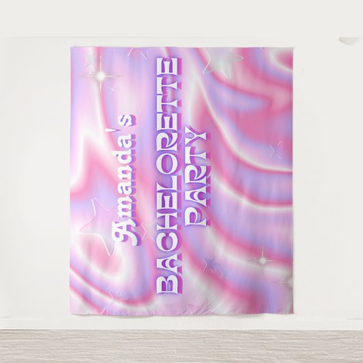 Retro Bachelorette Party Achtergrond Groovy Roze Wandkleed (Voorkant)