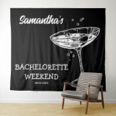 Retro Bachelorette Party Achtergrond Moderne Cockt Wandkleed (In Situ (horizontaal))