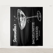 Retro Bachelorette Party Achtergrond Moderne Cockt Wandkleed (Voorkant)