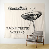 Retro Bachelorette Party Achtergrond Moderne Cockt Wandkleed (In Situ (horizontaal))