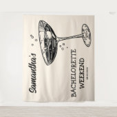 Retro Bachelorette Party Achtergrond Moderne Cockt Wandkleed (Voorkant)