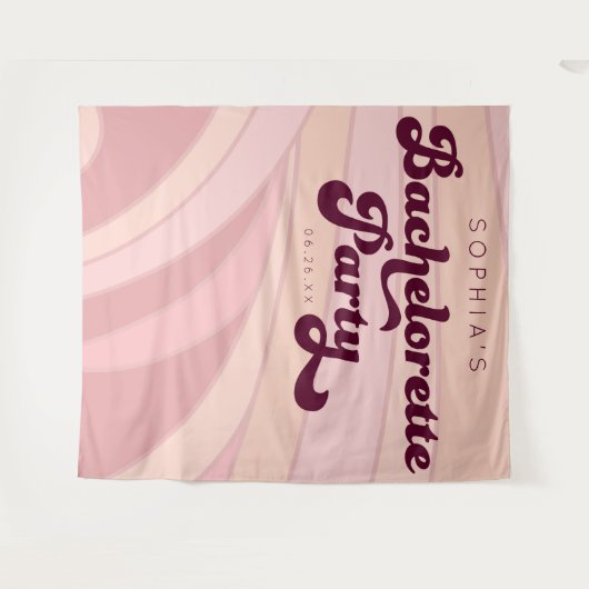 Retro Bachelorette Party Backdrop Funky Wandkleed (Voorkant (horizontaal))