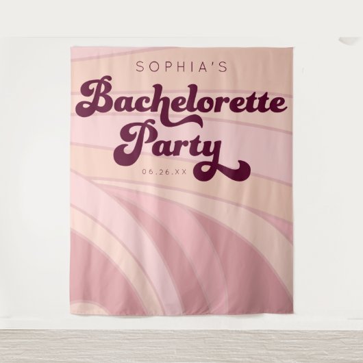 Retro Bachelorette Party Backdrop Funky Wandkleed (Voorkant)