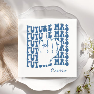 Retro Bachelorette Party Blauw Papier Servet