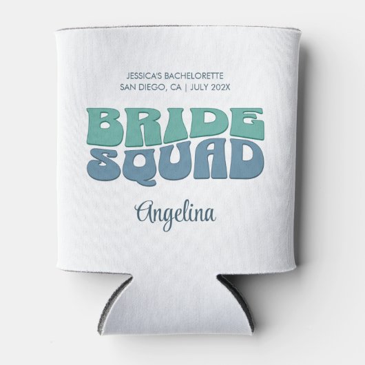 Retro Bachelorette Party Bruid Squad Bruidsmeisje Blikjeskoeler (Voorkant)
