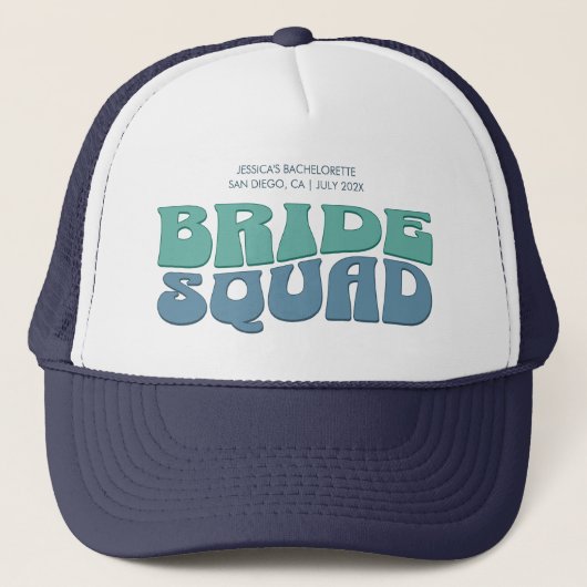 Retro Bachelorette Party Bruid Squad Bruidsmeisje Trucker Pet (Voorkant)