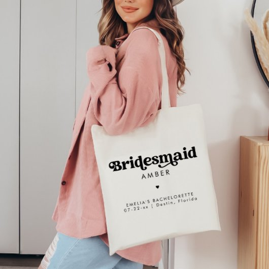 Retro Bachelorette Party Canvas tas Bridesmaid