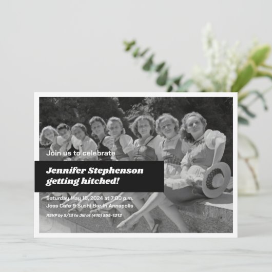 Retro Bachelorette Party Kaart (Staand voorkant)