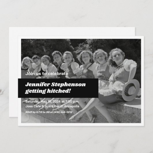 Retro Bachelorette Party Kaart (Voorkant / Achterkant)