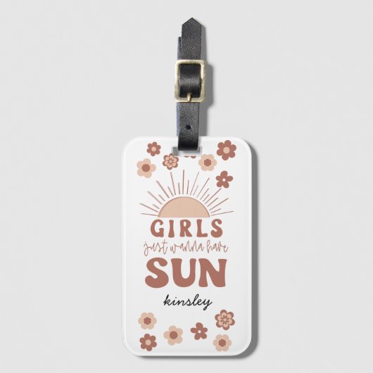 Retro Bachelorette Party Meisjes Wil Gewoon Zon He Bagagelabel (Voorkant (verticaal))