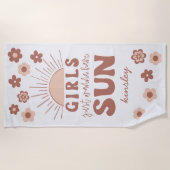 Retro Bachelorette Party Meisjes Wil Gewoon Zon He Strandlaken (Voorkant)