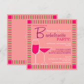 Retro Bachelorette Party Pink Cocktails Uitnodigin Kaart (Voorkant / Achterkant)