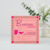 Retro Bachelorette Party Pink Cocktails Uitnodigin Kaart (Staand voorkant)