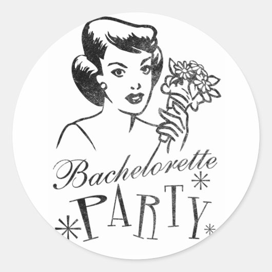 Retro Bachelorette Party Ronde Sticker (Voorkant)