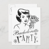 Retro Bachelorette Party Uitnodiging Briefkaart (Voorkant / Achterkant)