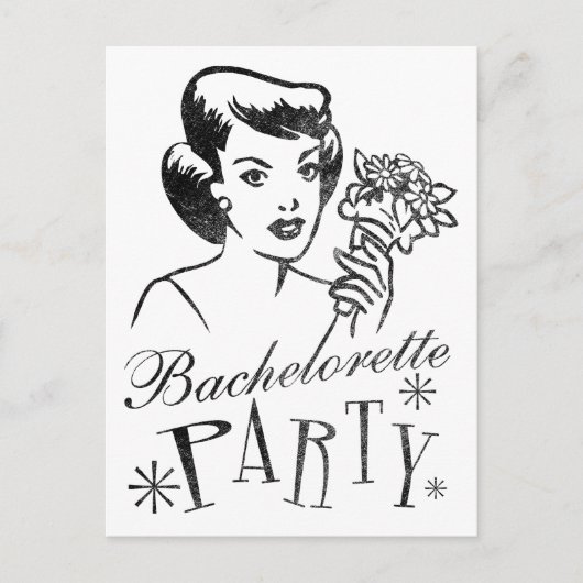Retro Bachelorette Party Uitnodiging Briefkaart (Voorkant)