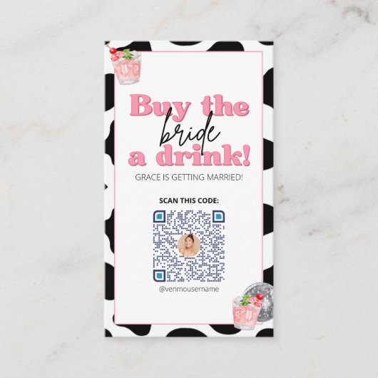 Retro Bachelorette Party Venmo QR Code Kaart Plaatskaartje (Voorkant)